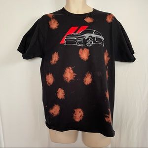 Port & Company Charger T Shirt Men’s Custom Black/orange Bleach Stains Large